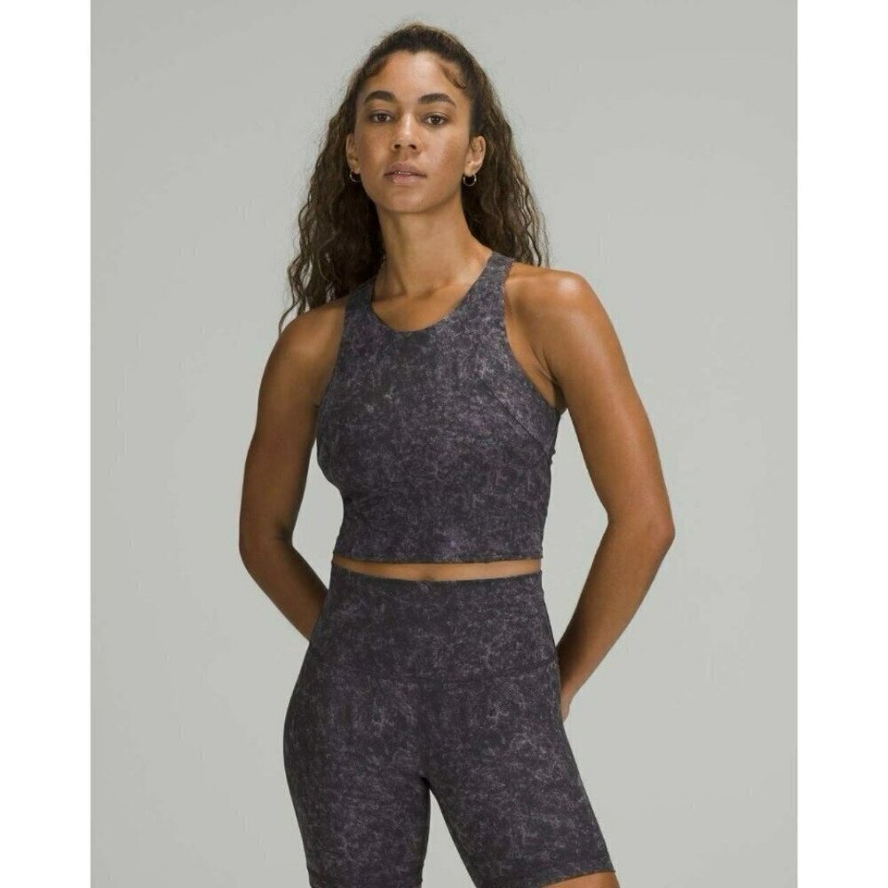 Lululemon Invigorate Training Tank Top Denim Wash Print Dusky Sz 4 EUC